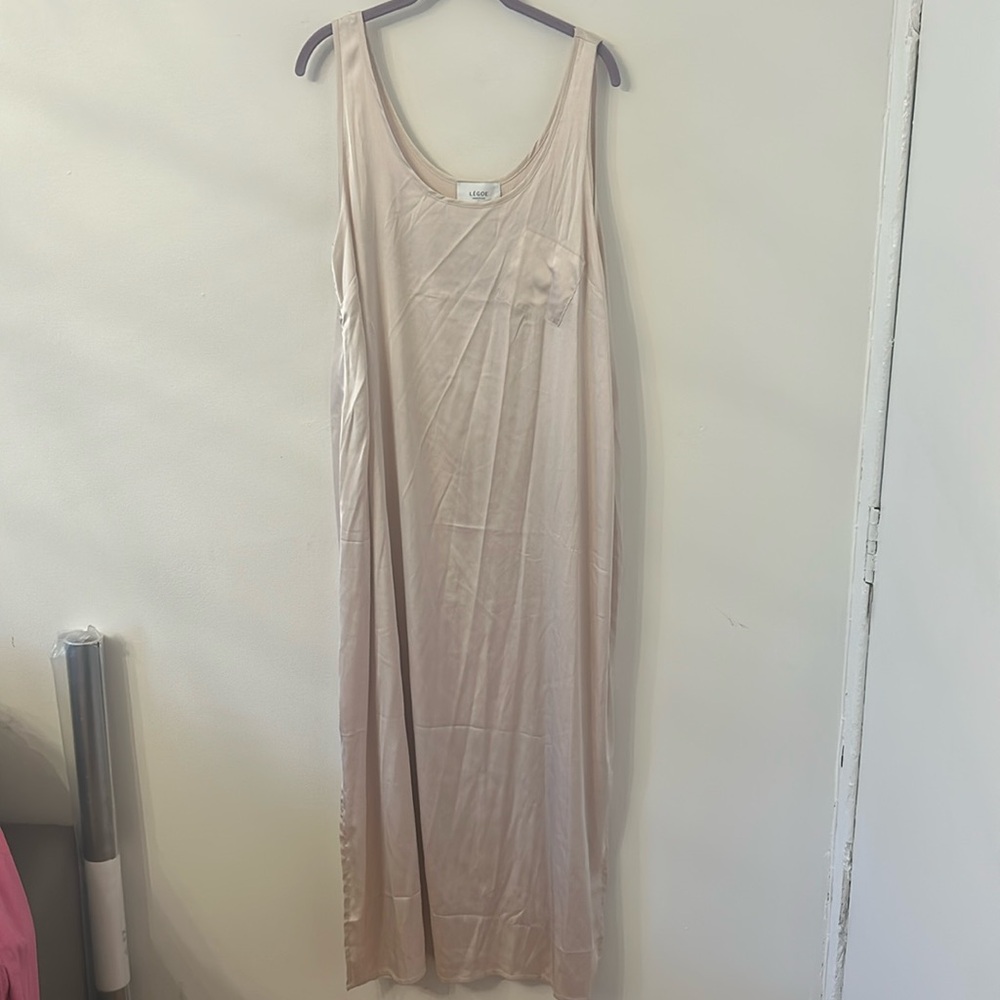 Legoe Heritage Women's Pink Satin Seville Nursing Dress Slip Maxi Dress - Picture 4 of 7